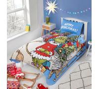Homespace Direct Ltd Grinch Sleigh Shaped Blue Christmas Duvet Cover Set Single Bedding Set