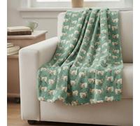 Homespace Direct Ltd Homespace Direct Highland Cow Blanket/throw For Sofa Chair Bed Green 120X150Cm