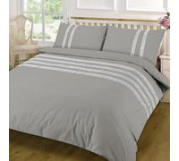 Homespace Direct Ltd Homespace Direct Lace Dia Duvet Cover Set Luxury Double Grey Bedding Set 100% Egyptian Cotton Percale 200 Thread Count