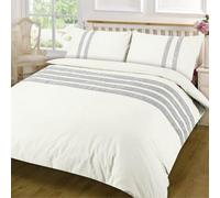 Homespace Direct Ltd Homespace Direct Lace Dia Duvet Cover Set Luxury King Cream Bedding Set 100% Egyptian Cotton Percale 200 Thread Count