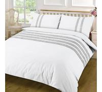 Homespace Direct Ltd Homespace Direct Lace Dia Duvet Cover Set Luxury Super King White Bedding Set 100% Egyptian Cotton Percale 200 Thread Count