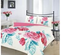 Homespace Direct Ltd Kampala Hill Isabella Pink Teal Duvet Cover Set Floral Themed Double Bedding Set