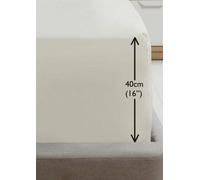 Homespace Direct Ltd Luxury Super Soft Percale Plain 16" Deep Fitted Sheet Double Cream Fitted Sheet