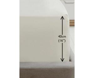 Homespace Direct Ltd Luxury Super Soft Percale Plain 16" Deep Fitted Sheet Double Cream Fitted Sheet