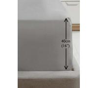 Homespace Direct Ltd Luxury Super Soft Percale Plain 16" Deep Fitted Sheet Double Grey Fitted Sheet