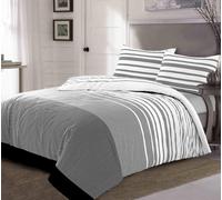 Homespace Direct Ltd Maximus Striped Monochrome Duvet Cover Set Fully Reversible Modern Bedding - Double