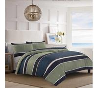 Homespace Direct Ltd Nate Block Stripe Duvet Cover Set Olive Gree/ Navy Blue Bedding Modern