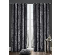HomeSpace Direct Luxury Crushed Velvet Fully Lined Eyelet Curtains - Charcoal - 46 x 72"