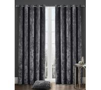 HomeSpace Direct Luxury Crushed Velvet Fully Lined Eyelet Curtains - Charcoal - 90 x 90"