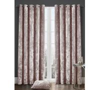 HomeSpace Direct Luxury Crushed Velvet Fully Lined Eyelet Curtains - Light Pink - 46 x 54"