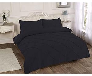 Homespace Direct Luxury Pintuck Duvet Cover Set Bedding Black Double