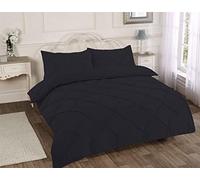 Homespace Direct Luxury Pintuck Duvet Cover Set Bedding Black King