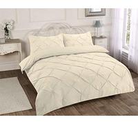 Homespace Direct Luxury Pintuck Duvet Cover Set Bedding Cream Super King