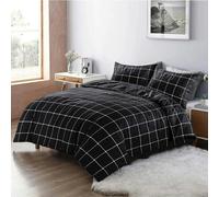 HomeSpace Direct Mateo Reversible Stripes and Dots Duvet Cover Set - Black - Double