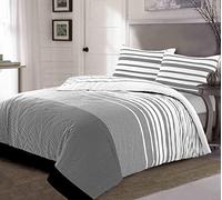 Homespace Direct Maximus Striped Monochrome Duvet Cover Set Fully Reversible Modern Bedding - King