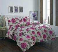 HomeSpace Direct Meadow Grey Duvet Cover Set Bedding - Grey - Super King