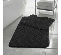 HomeSpace Direct Memory Foam Blocks Anti Slip Bath Mat Set 2 Piece - Black