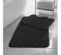 HomeSpace Direct Memory Foam Blocks Anti Slip Bath Mat Set 2 Piece in Black HomeSpace Direct Black