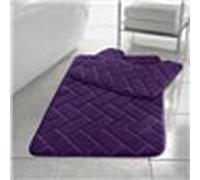HomeSpace Direct Memory Foam Blocks Anti Slip Bath Mat Set 2 Piece - Plum