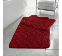 HomeSpace Direct Memory Foam Blocks Anti Slip Bath Mat Set 2 Piece - Red