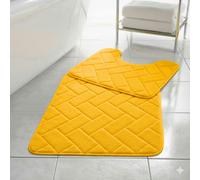 HomeSpace Direct Memory Foam Blocks Anti Slip Bath Mat Set 2 Piece - Yellow