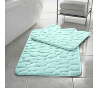 HomeSpace Direct Memory Foam Pebbles Bath Mat Set 2 Piece - Aqua
