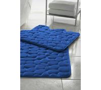 HomeSpace Direct Memory Foam Pebbles Bath Mat Set 2 Piece - Blue