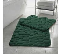 HomeSpace Direct Memory Foam Pebbles Bath Mat Set 2 Piece - Dark Green