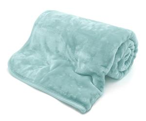 HomeSpace Direct Mink Luxury Velvet Soft Blanket - Blue - 200x240cm