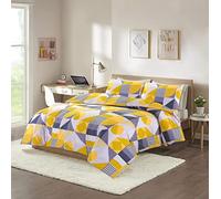 Homespace Direct Modern Geometric King Bedding Duvet Cover Set Modern Style Mustard Polycotton
