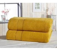HomeSpace Direct Noble Velour 2 Piece Bath Towel Bale - Yellow