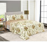 HomeSpace Direct Olivia Brushed Cotton Sheets and Pillowcases Set - King - Beige
