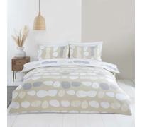 HomeSpace Direct Pebbles Duvet Cover Set Reversible Bedding - Beige - Double