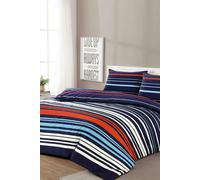 HomeSpace Direct Pedro Multi Stripe Duvet Cover Set Blue/Red Fresh and Modern Bedding - Multi - Single