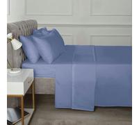 HomeSpace Direct Percale 10" Deep Fitted Sheet 180 Thread Count - Blue - Super King