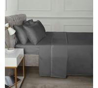 HomeSpace Direct Percale 10" Deep Fitted Sheet 180 Thread Count - Charcoal - Super King