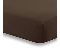 HomeSpace Direct Percale 10" Deep Fitted Sheet 180 Thread Count - Chocolate - Super King