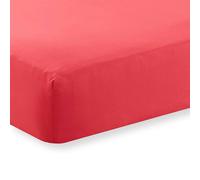 HomeSpace Direct Percale Extra Deep 16" Fitted Sheet - Red - Super King