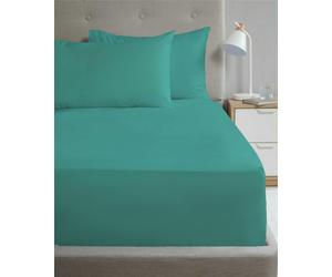 HomeSpace Direct Percale Extra Deep 16" Fitted Sheet - Teal - King