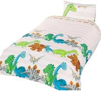 Homespace Direct Rapport Home Dinosaur Kids Polycotton Duvet Set with Pillowcase, Brown, Toddler