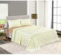 HomeSpace Direct Rosebud Brushed Cotton Flannelette Sheet Set - Cream - King