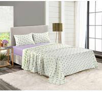 HomeSpace Direct Rosebud Brushed Cotton Flannelette Sheet Set - Purple - King