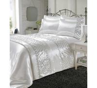 HomeSpace Direct Shimmer Duvet Cover Set Sequin Embellished Bedding White - White - King - Duvet Cover Set