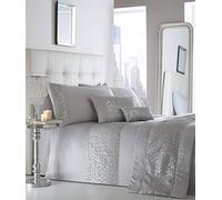 Homespace Direct Shimmer Silver Duvet Cover Set-Super King Size, 100Percent 50Percent Cotton/Polyester