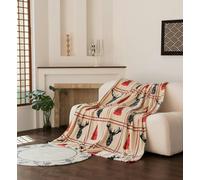 HomeSpace Direct Stag Plaid Fleece Blanket - Beige