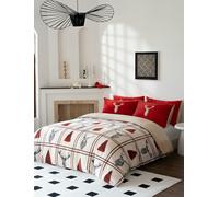 HomeSpace Direct Stag Teddy Fleece Duvet Cover Set - Red - Single