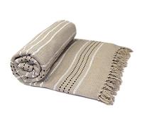 Homespace Direct Striped Cotton Throw, Beige, Double