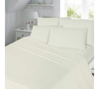 HomeSpace Direct T180 Percale Duvet Cover Set Bedding - Cream - Double