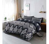 HomeSpace Direct Tanya Traditional Duvet Cover Set - Black - Double