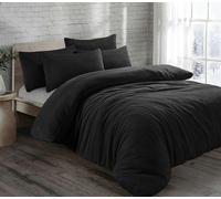 HomeSpace Direct Teddy Bear Fleece Duvet Cover Set Bedding Warm - Black - Double